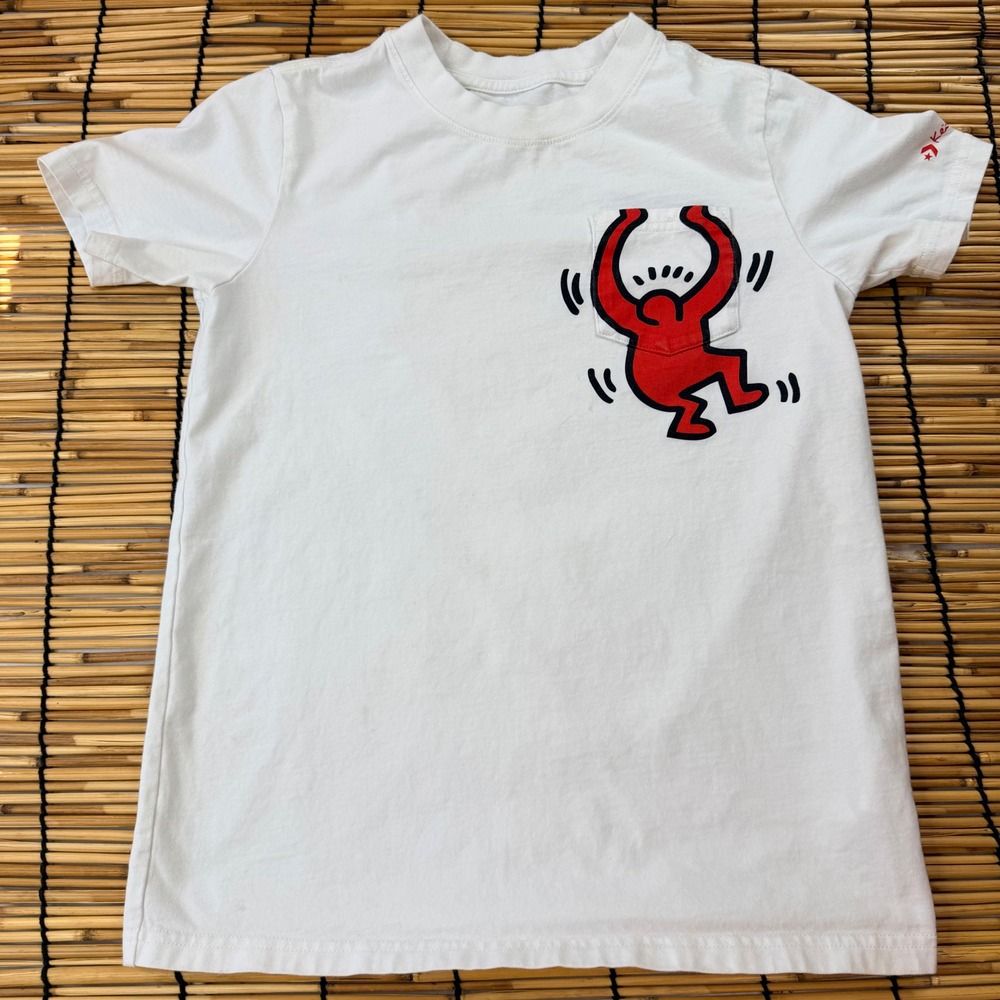 Converse Keith Haring Kids T-Shirt White‎ Dancing Man Pocket Tee Size M SS21